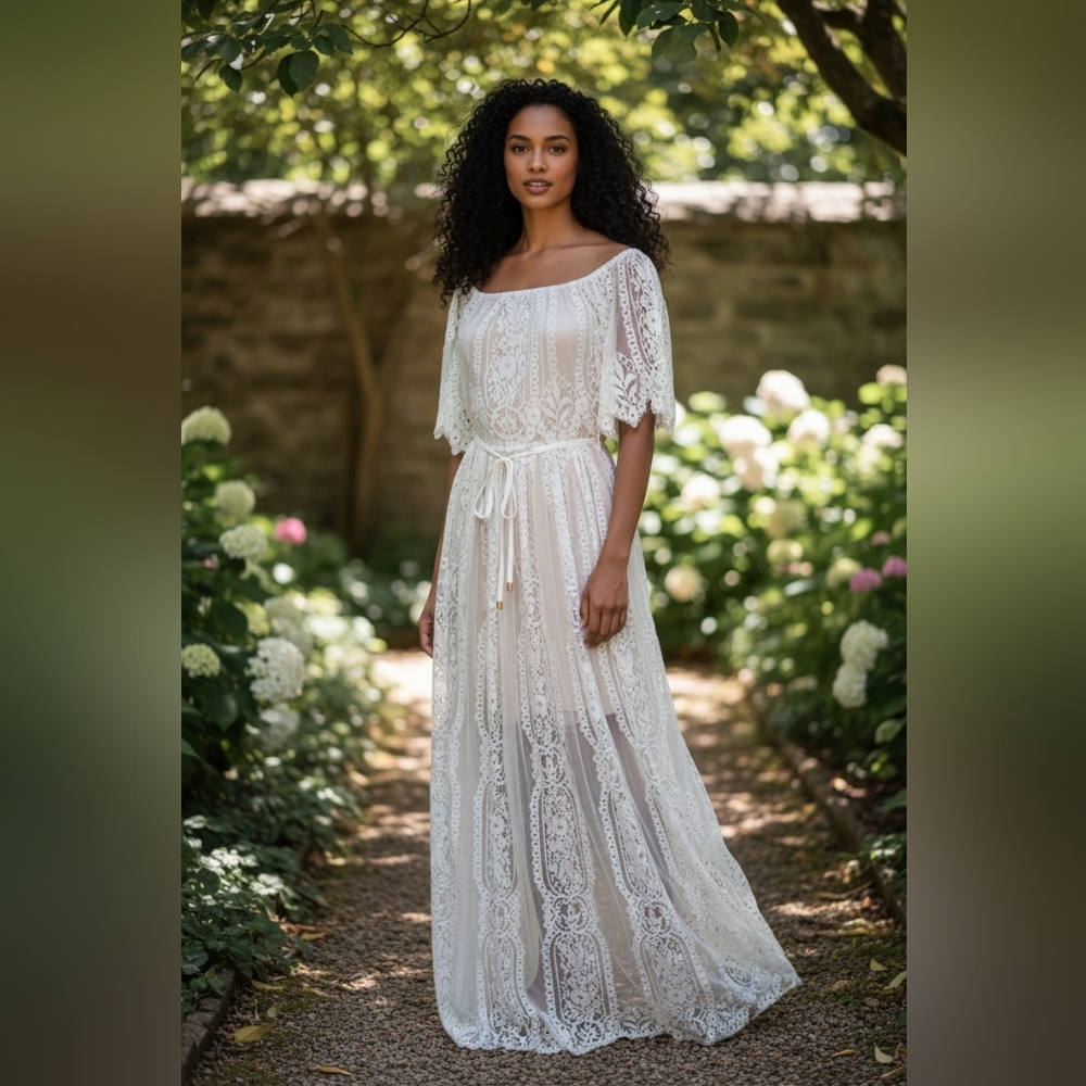 Aakaa White Lace Dress